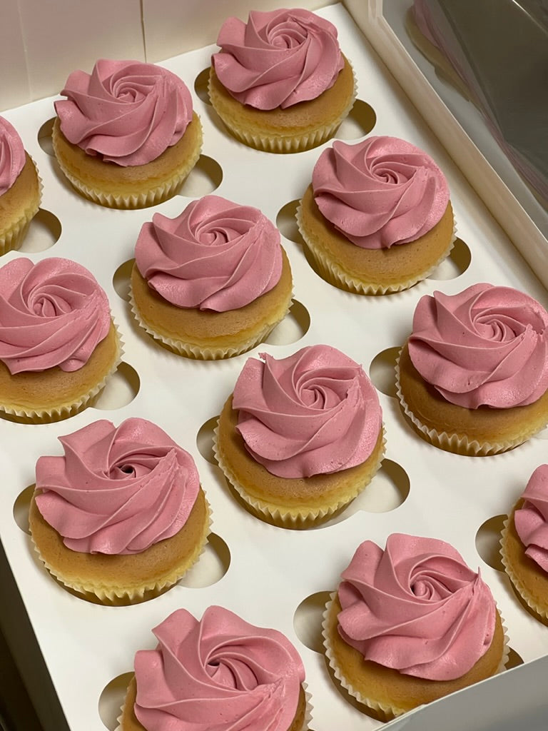 Rose Pink Rosette Cupcakes