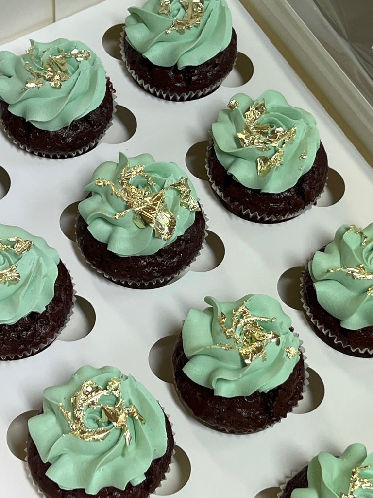 Sage Green & Gold Cupcakes
