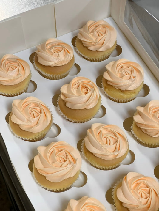 Peach Rosette Cupcakes