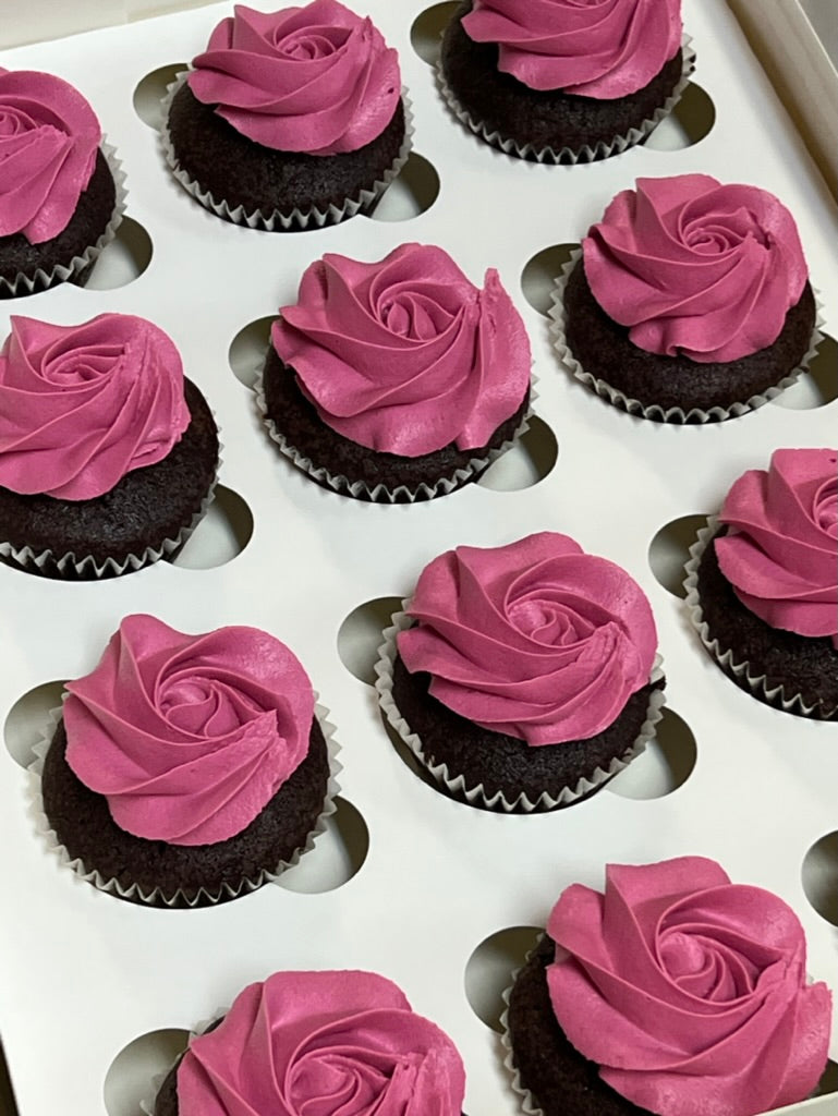 Fuchsia Pink Rosette Cupcakes
