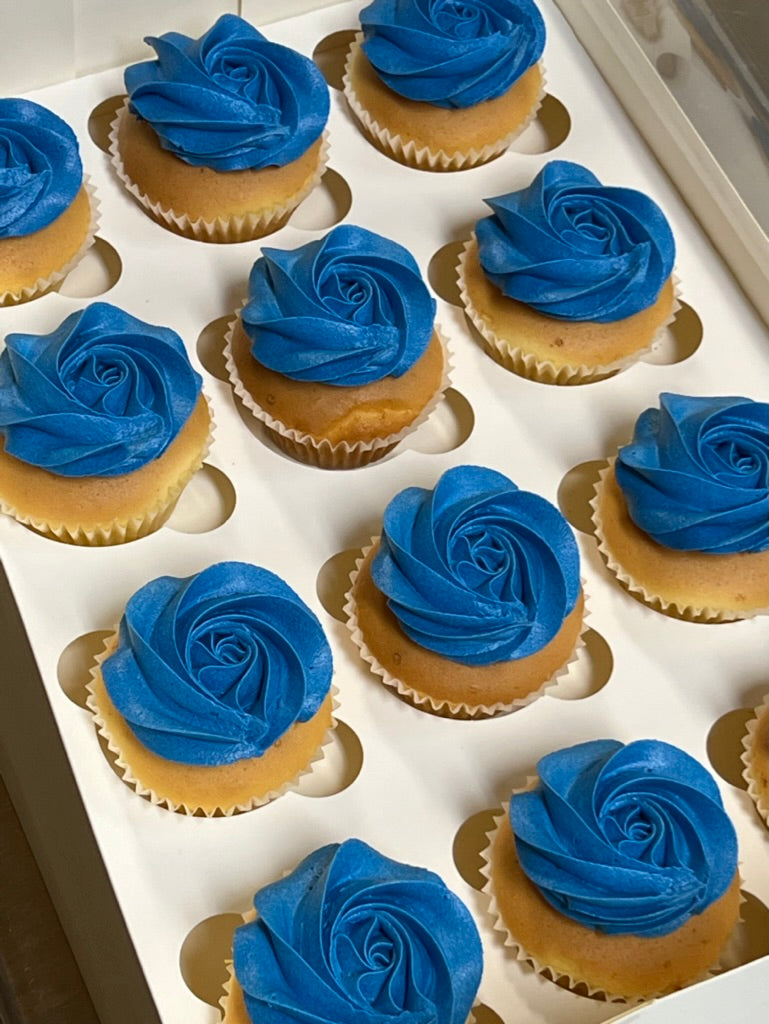 Royal Blue Rosette Cupcakes