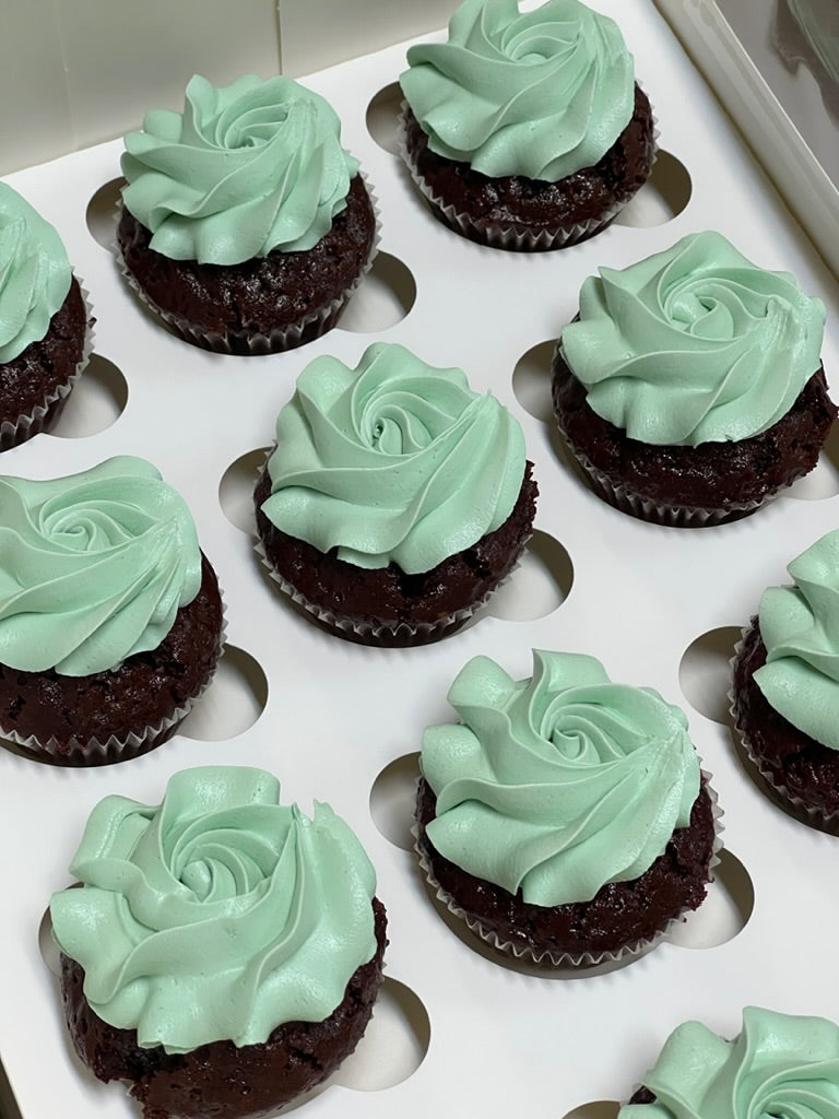 Sage Green Rosette Cupcakes